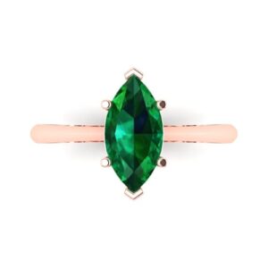 clara pucci 1.50 ct marquise cut solitaire simulated emerald engagement wedding bridal promise anniversary ring 18k rose gold size 10.5