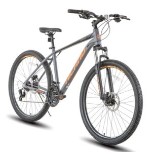 hiland aluminum mountain bike 21 speeds, hydraulic disc-brakes, lock-out suspension fork, 27.5 inch wheel, bike for men mens mountain bike adult womens bicycle