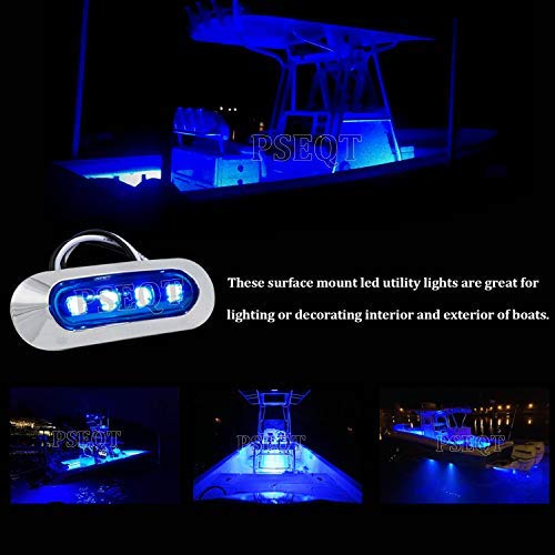 PSEQT 3.8'' Waterproof Boat Marine LED Lights Courtesy Interior Deck Light Navigation Transom Stern Cabin Lighting for Pontoon Fishing Boat Kayak Sailboat Bass Boat Vessel 12V 24V (Blue 6Pcs)