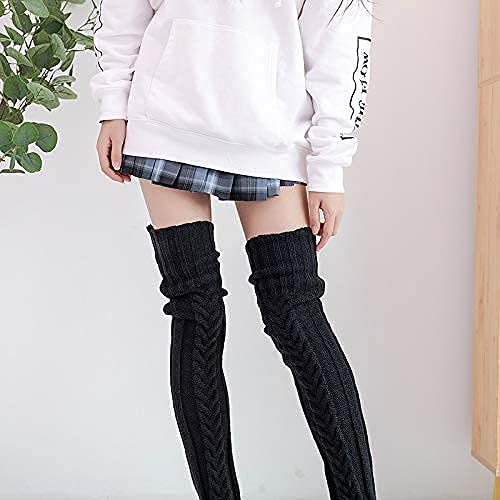 SherryDC Women's Cable Knit Thigh High Socks Winter Boot Stockings Extra Long Over Knee High Leg Warmers