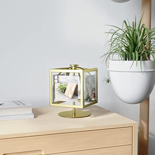 Umbra Rocker 360-degree Rotating Cube Multi Picture Frame, Regular, Brass