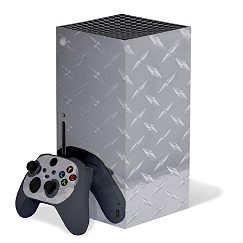 Silver DIAMOND PLATE MIRROR - Vinyl Decal Mod Skin Kit by System Skins - Compatible with Microsoft Xbox Series X Console (XBX)