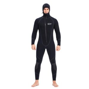 wetsuits men's ultra stretch 7mm neoprene full suits long sleeve, winter warm front zip full body diving suit for snorkeling scuba diving swimming,xl