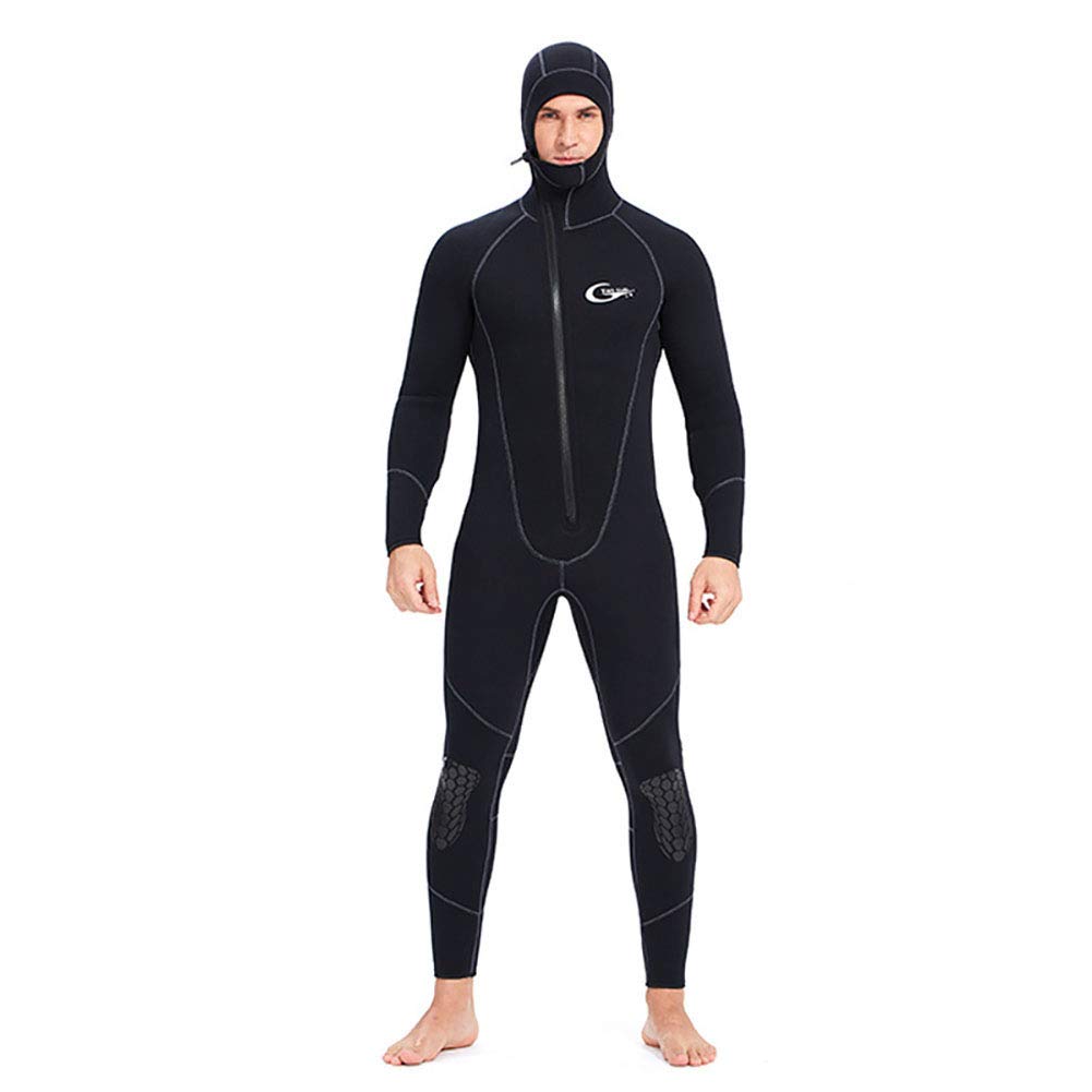 Wetsuits Men's Ultra Stretch 7Mm Neoprene Full Suits Long Sleeve, Winter Warm Front Zip Full Body Diving Suit for Snorkeling Scuba Diving Swimming,XL