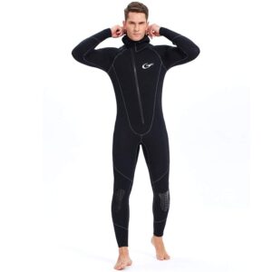 ultra stretch 5mm neoprene wetsuit, winter warm front zip full body diving suit for men women-snorkeling scuba diving swimming surfing,men,xxl