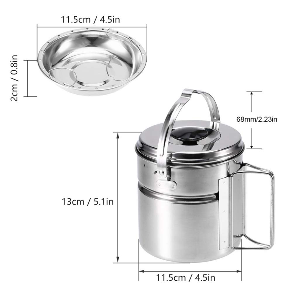 BESPORTBLE 1 Set Hanging Pot Set Portable Kit Compact Tableware Stainless Steel Skillet Stainless Cookware Camping Cookware Camping Accessories Backpack Outdoor Stainless Steel