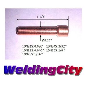 WeldingCity 10-pcs Stubby Collets 10N24S (3/32") for TIG Welding Torch 17, 18 and 26 Series in Weldcraft Lincoln Miller ESAB Weldcraft CK (10-PK)