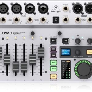 Behringer FLOW 8 8-Input Digital Mixer with Bluetooth Audio and App Control, 60 mm Channel Faders, 2 FX Processors and USB/Audio Interface