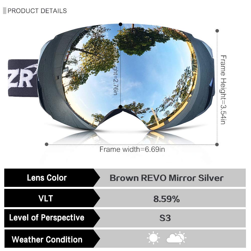 ZIONOR X4 Ski Goggles with X 11 Magnetic Ski Goggles