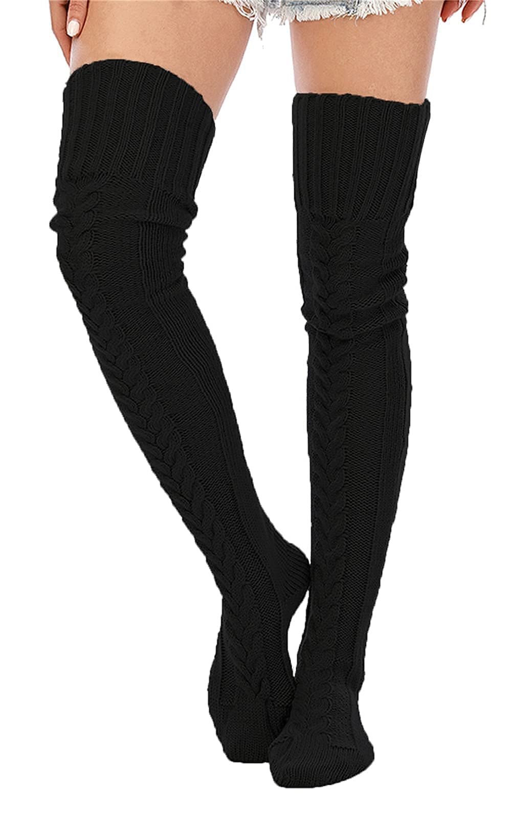 SherryDC Women's Cable Knit Thigh High Socks Winter Boot Stockings Extra Long Over Knee High Leg Warmers