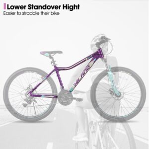 HH HILAND 26 Inch Mountain Bike for Women, 21 Speed with Lock-Out Suspension Fork, Dual Disc Brakes, Aluminum Frame MTB, Adult Ladies Womens Bike Mens Bicycle