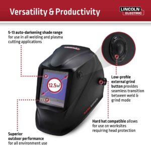 Lincoln Electric Medieval VIKING 3350 Welding Helmet, Large, Nylon, Double Ring Closure, 5 Year Warranty