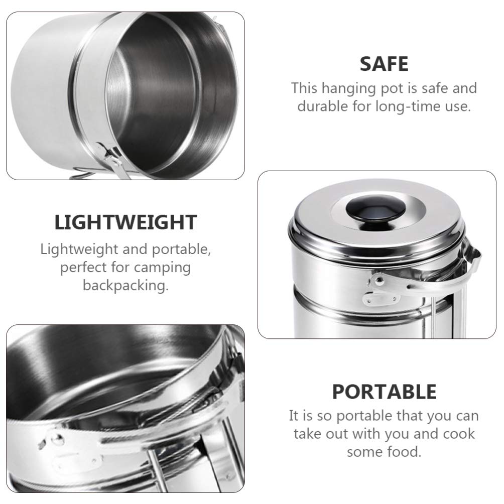 BESPORTBLE 1 Set Hanging Pot Set Portable Kit Compact Tableware Stainless Steel Skillet Stainless Cookware Camping Cookware Camping Accessories Backpack Outdoor Stainless Steel