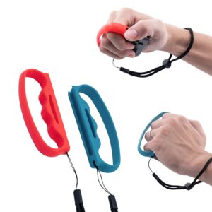 Mcbazel Boxing Grip with Hand Straps for NS Switch/Switch OLED Joy-Con Fitness Boxing Game Blue and Red