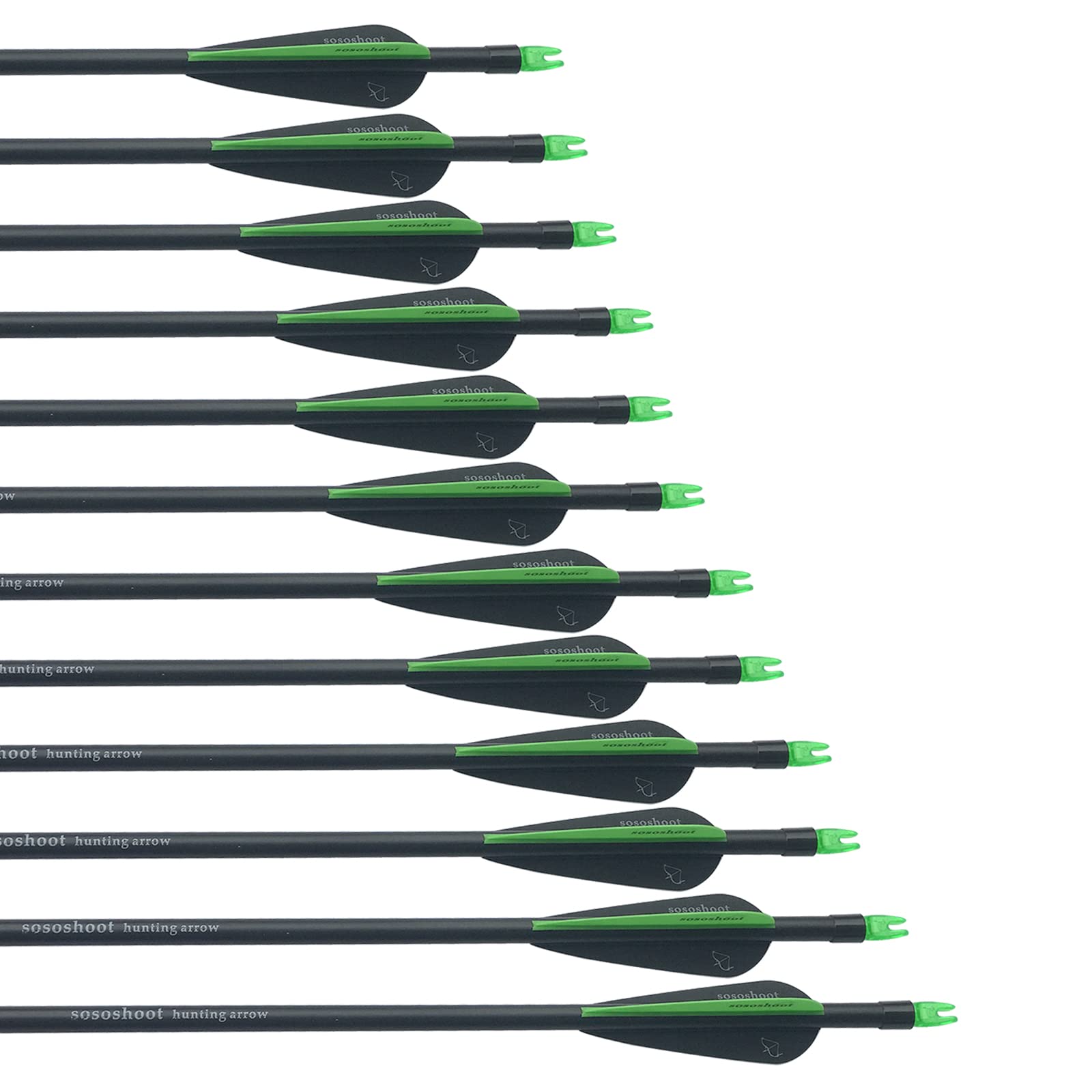 Sososhoot 12Pcs Archery 28" Fiberglass Arrows for Compound Bow Recurve Bow Hunting Target Practice