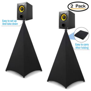 Dofilachy Speaker Stand Cover-DJ Bag with 360 Degree Cover, Speaker Tripod Scrim Cover for Speaker/Lighting with Free Travel Bag (Two Pack-black)