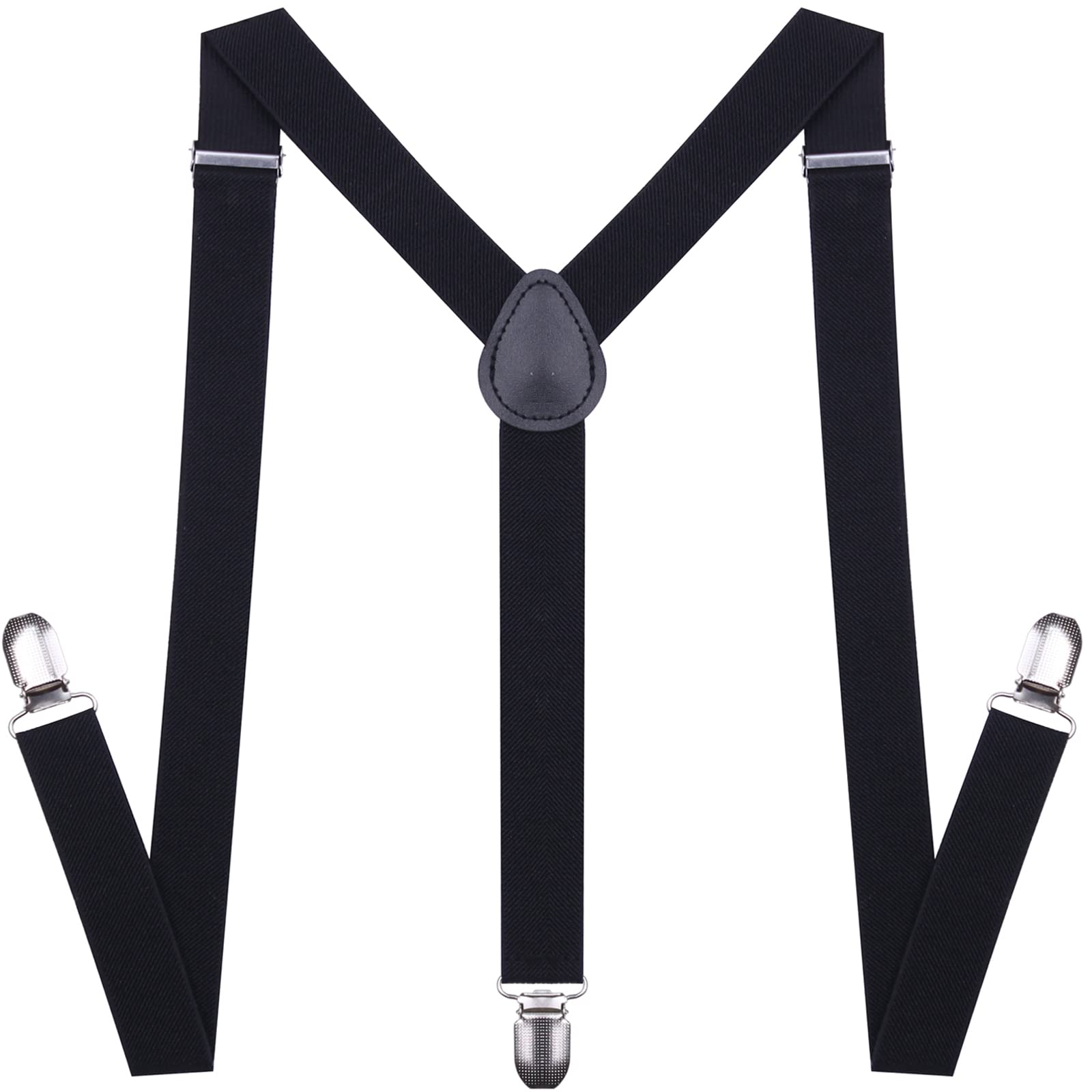 chiyu-yang Black Suspenders for Men and Women - Adjustable Tall stature Elastic Y Back Style With Strong Metal Clips