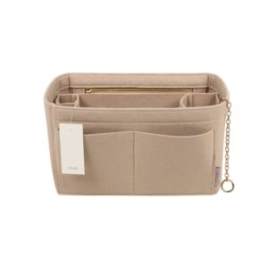 purse organizer insert, felt purse organizer with zipper and sewn bottom insert, fit speedy neverfull graceful,6 sizes (large, beige)