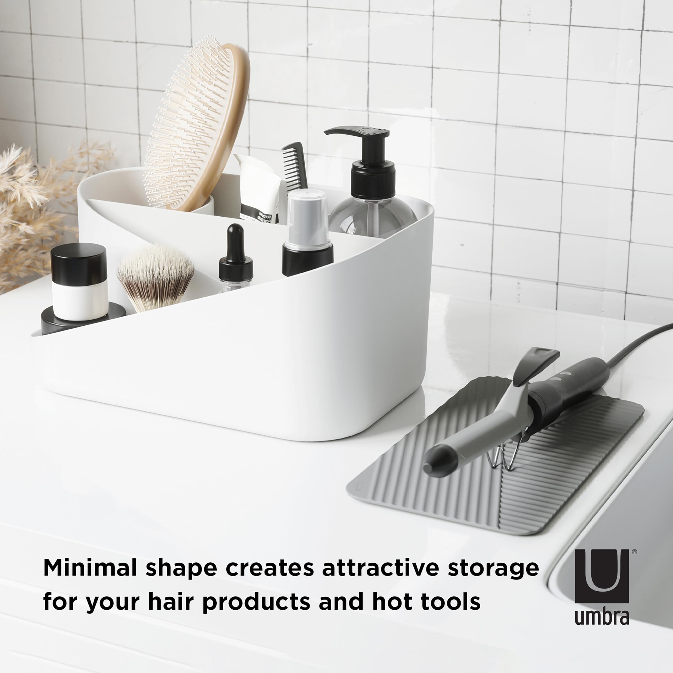 Umbra Glam Cosmetic and Accessory Organizer, Hair Tool, White