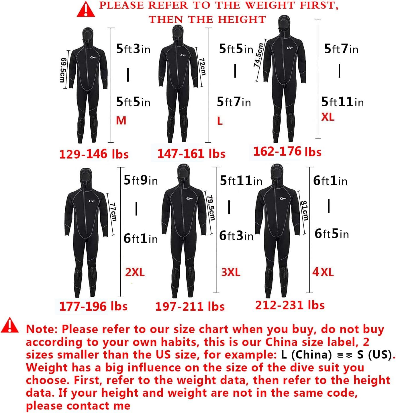 Wetsuits Men's Ultra Stretch 7Mm Neoprene Full Suits Long Sleeve, Winter Warm Front Zip Full Body Diving Suit for Snorkeling Scuba Diving Swimming,XL