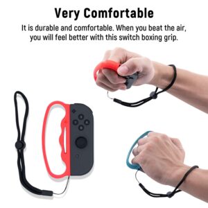 Mcbazel Boxing Grip with Hand Straps for NS Switch/Switch OLED Joy-Con Fitness Boxing Game Blue and Red