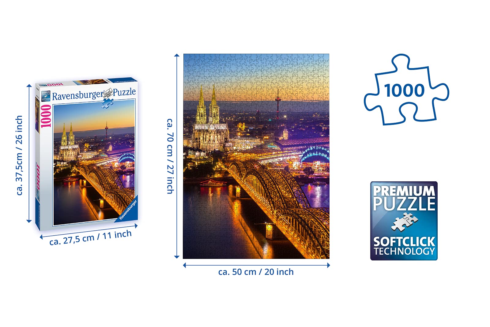 Ravensburger Cologne by Night 1000 Piece Jigsaw Puzzles for Adults & Kids Age 14 Years Up - City Puzzle [Amazon Exclusive]