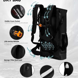 IDRYBAG Waterproof Backpack Dry Bag PVC 30L, Floating Bag Dry Backpack for Men, Dry Sack Waterproof Bag for Kayaking, Canoeing, Boating, Camping, Hiking