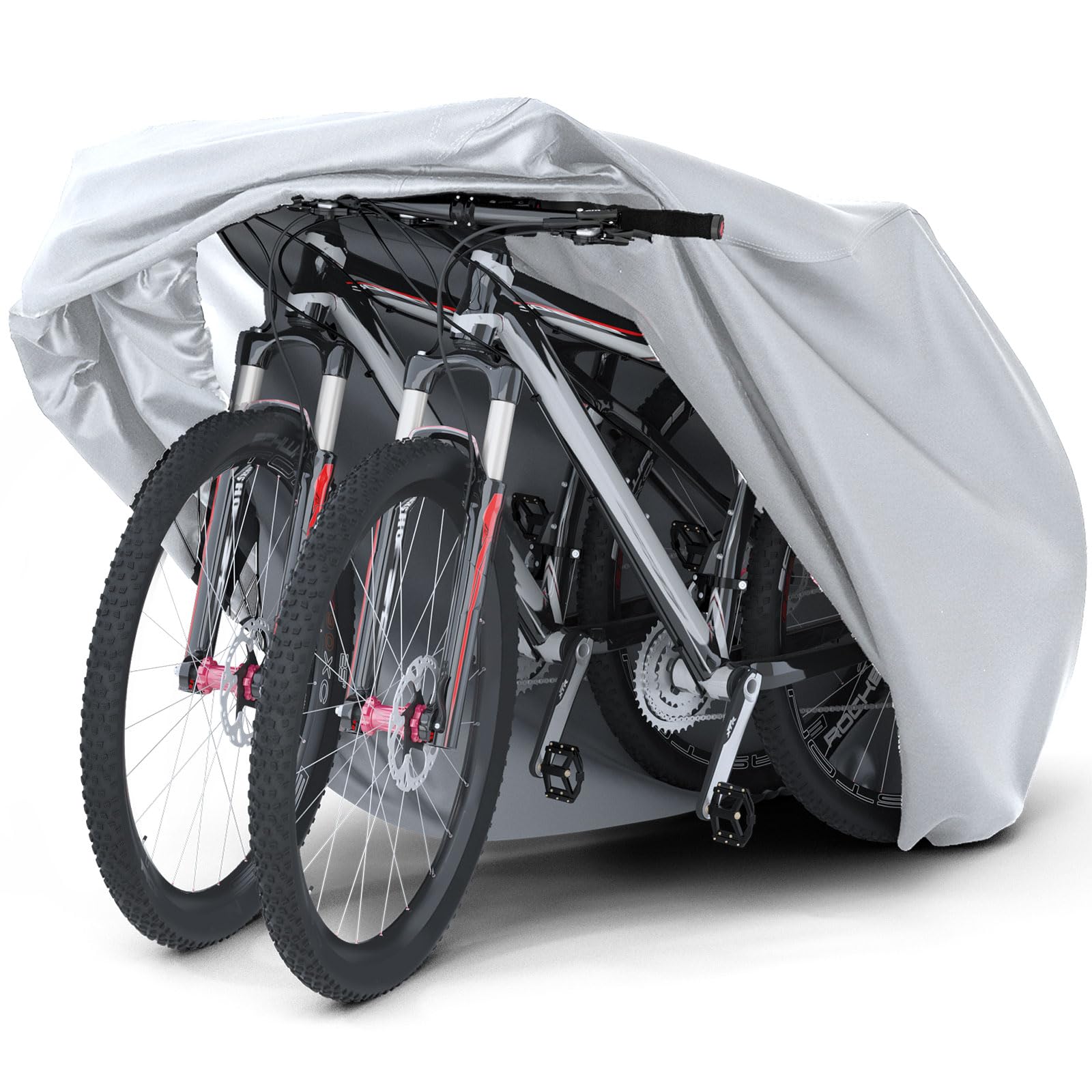 Favoto Bicycle Cover Waterproof Outdoor - Bike Rain Cover Thicken Oxford Windproof UV Snow Proof with Lock Hole Storage Bag for Mountain Road Bike City Bike Beach Cruiser Bike, Solid Silver