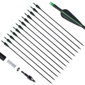 sososhoot 12pcs archery 28" fiberglass arrows for compound bow recurve bow hunting target practice