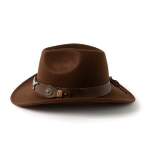 Gossifan Classic Womens Western Cowboy Cowgirl Hats with Wide Belt Coffee