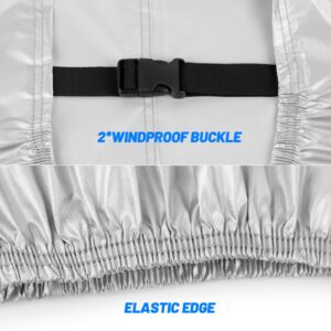 Favoto Bicycle Cover Waterproof Outdoor - Bike Rain Cover Thicken Oxford Windproof UV Snow Proof with Lock Hole Storage Bag for Mountain Road Bike City Bike Beach Cruiser Bike, Solid Silver