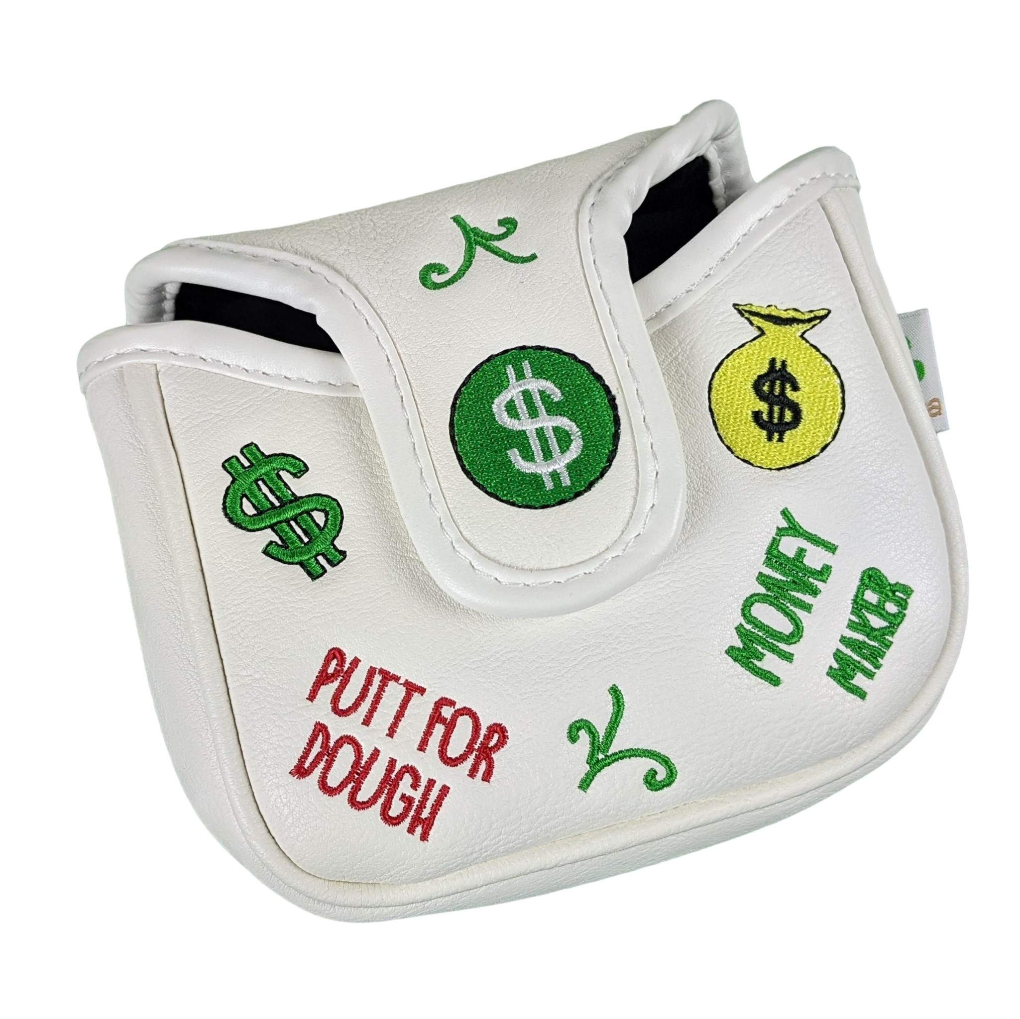 Foretra – Putt for Dough - Money Maker White Golf Putter Headcover Quality PU Leather Magnetic Closure for Square Mallet Style Putters Scotty Cameron Odyssey Taylormade Ping