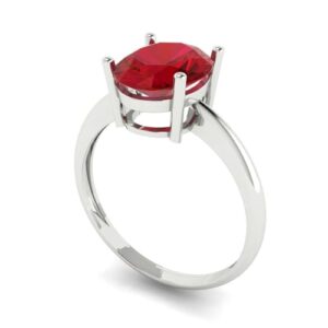 Clara Pucci 2.5ct Oval Cut Solitaire Simulated Ruby Engagement Wedding Bridal Promise Anniversary Ring 18K White Gold Size 8