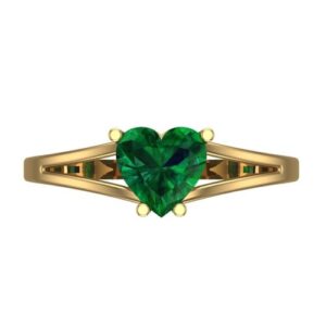 clara pucci 1.50 ct heart cut solitaire split shank simulated emerald engagement bridal promise anniversary ring 18k yellow gold 6.5