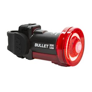 niterider bullet 200 bike tail light 200 lumens usb rechargeable powerful daylight visible bicycle led rear light easy to install road mountain city commuting adventure cycling safety flash