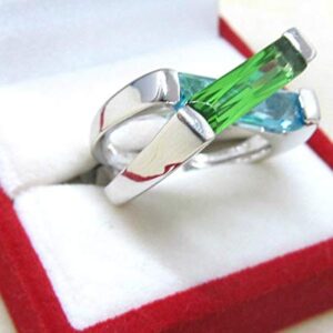 R98S 4.0ct. Blue & Green Helenite Floating Crossover Sterling Silver Modern Ring (9)