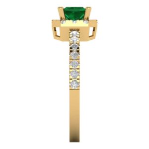 Clara Pucci 1.5 ct Princess Cut Solitaire W/Accent Emerald Art Deco Bridal Wedding Statement ring 18K Yellow Gold Size 4.5