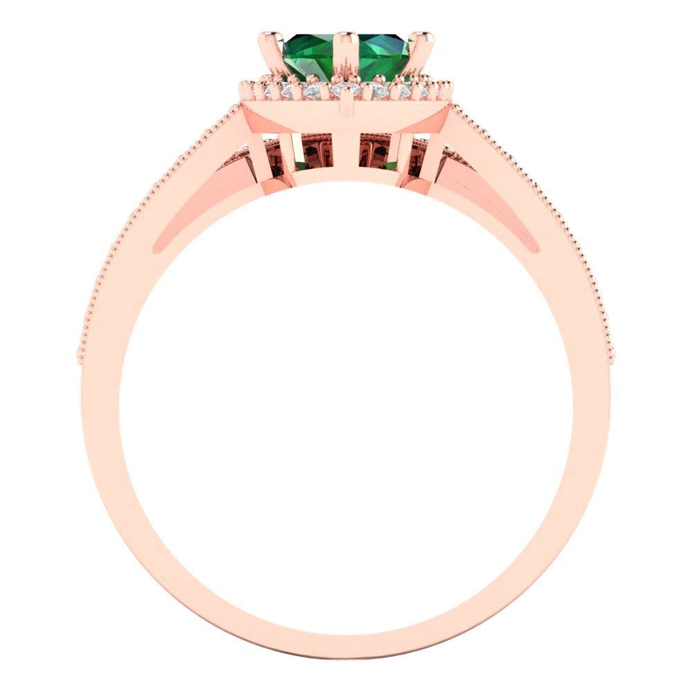 Clara Pucci 2.16ct Marquise Cut Halo Solitaire Simulated Emerald Engagement Promise Anniversary Bridal Ring Band set 18K Rose Gold 3.5