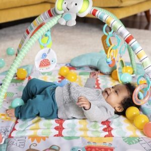 Bright Starts 5-in-1 Your Way Ball Play - Jumbo Play Mat Converts to Ball Pit Baby Gym, Newborn to Toddler - Totally Tropical (Green)