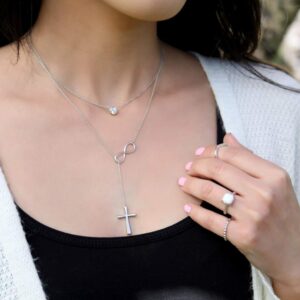 925 Sterling Silver Faith Hope Love Cross Pendant Necklace for Women Christian Birthday Christmas Jewelry Gift (Infinity Cross Necklace)