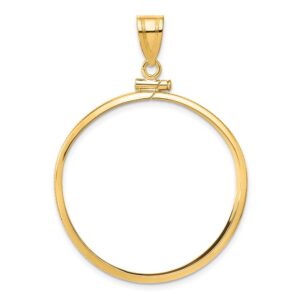 Wideband Distinguished Coin Jewelry 14k Polished 32.7mm x 3.00mm Screw Top Coin Bezel Pendant QC1885/32.7