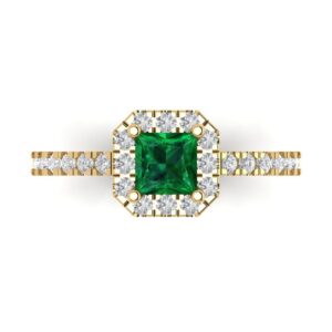 clara pucci 1.5 ct princess cut solitaire w/accent emerald art deco bridal wedding statement ring 18k yellow gold size 4.5