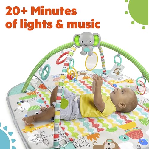 Bright Starts 5-in-1 Your Way Ball Play - Jumbo Play Mat Converts to Ball Pit Baby Gym, Newborn to Toddler - Totally Tropical (Green)