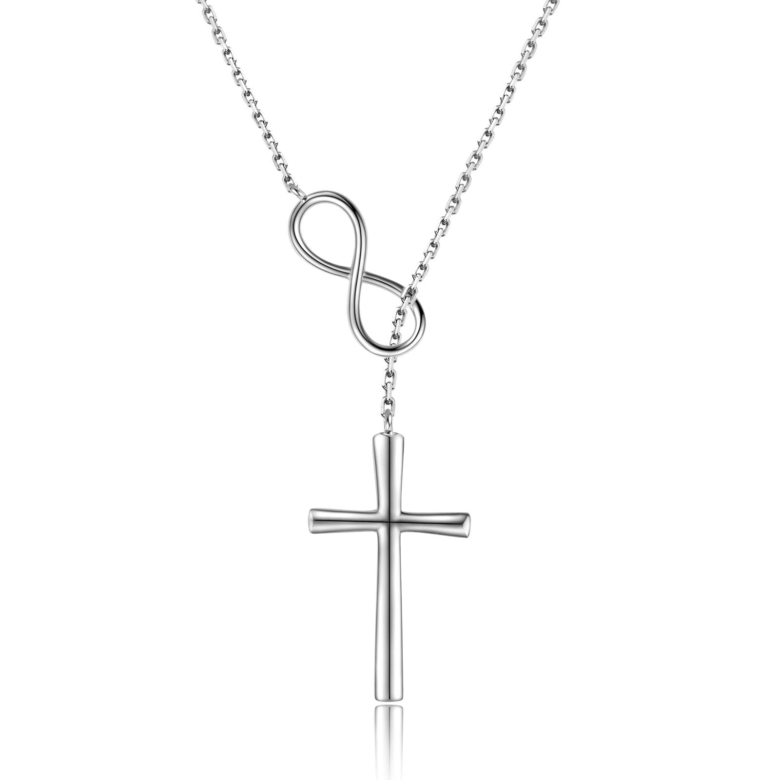 925 Sterling Silver Faith Hope Love Cross Pendant Necklace for Women Christian Birthday Christmas Jewelry Gift (Infinity Cross Necklace)