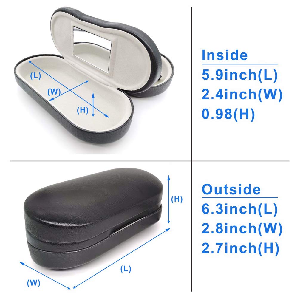 Metrical 2-in-1 Eyeglasses Case, Dual Glasses Case for Two Frames, Double Layer Hard Shell Protective Cases for Glasses, Not suitable for sunglasses