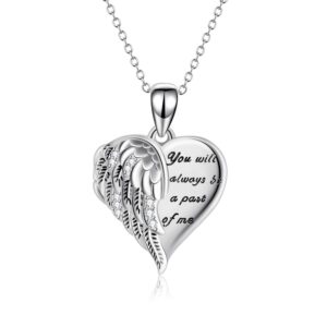 yfn angel wings locket necklace 925 sterling silver guardian angel heart locket necklace that holds pictures for women jewelry