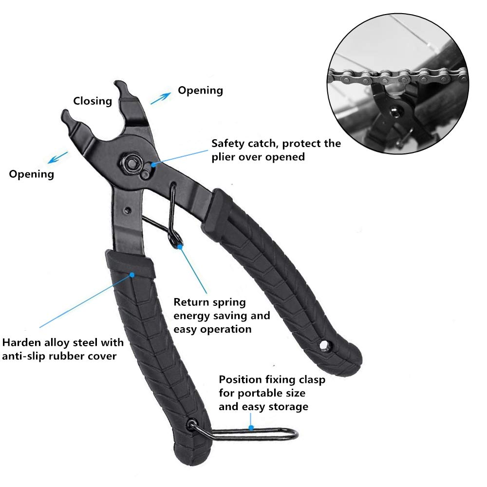 Bike Repair Tool Kit, Bicycle Tire Pump, Tire Puncture Repair Kit,Bicycle Multi-Function Tool Kit, Master Link Pliers, Crank Pull Tool, Rubber-Free Tire Patch, Bicycle Essential Bicycle Kit