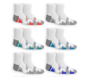 fruit of the loom boys' everyday active ankle socks (12 pack), white, large