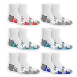 Fruit Of the Loom Boys' Everyday Active Ankle Socks (12 Pack), White, Large