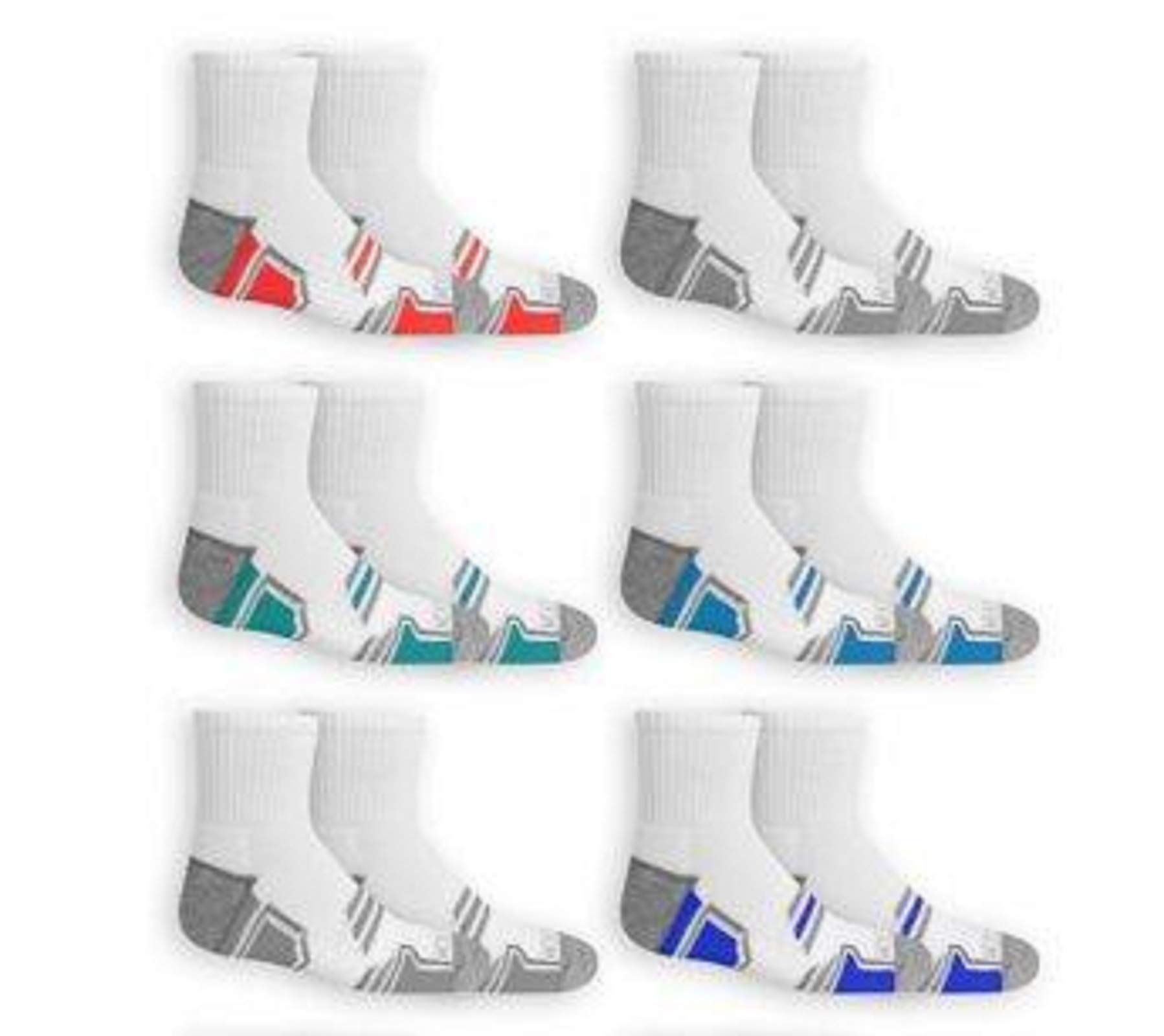 Fruit Of the Loom Boys' Everyday Active Ankle Socks (12 Pack), White, Large